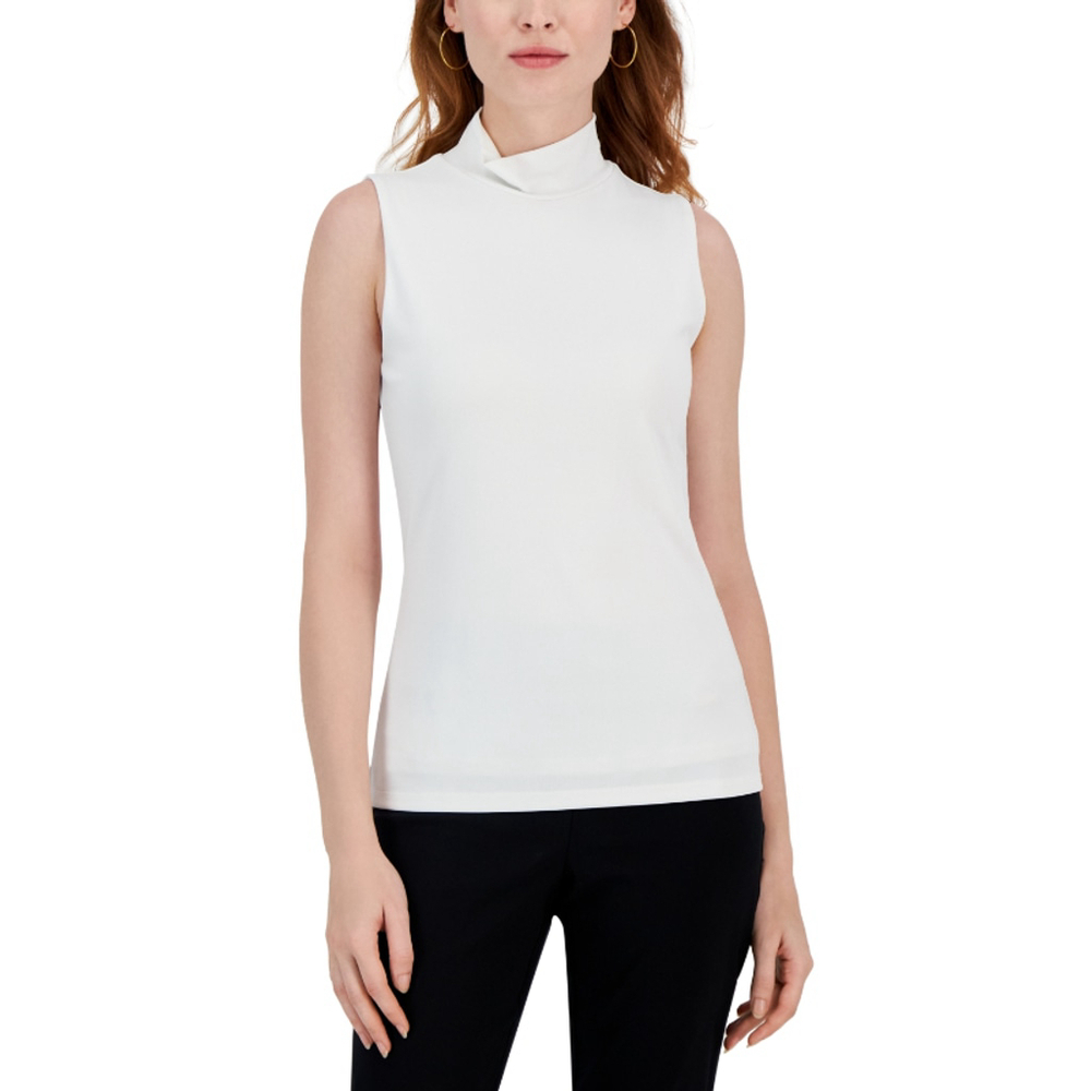 INC International Concepts Size Large Off White Mock Neck Sleeveless Top NWT